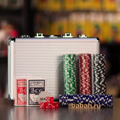 Покер в металлическом кейсе. 200 фишек/2 колоды карт - Цена: 3 500 р. - Фото 1