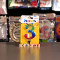 Свеча-цифра 3 Радуга